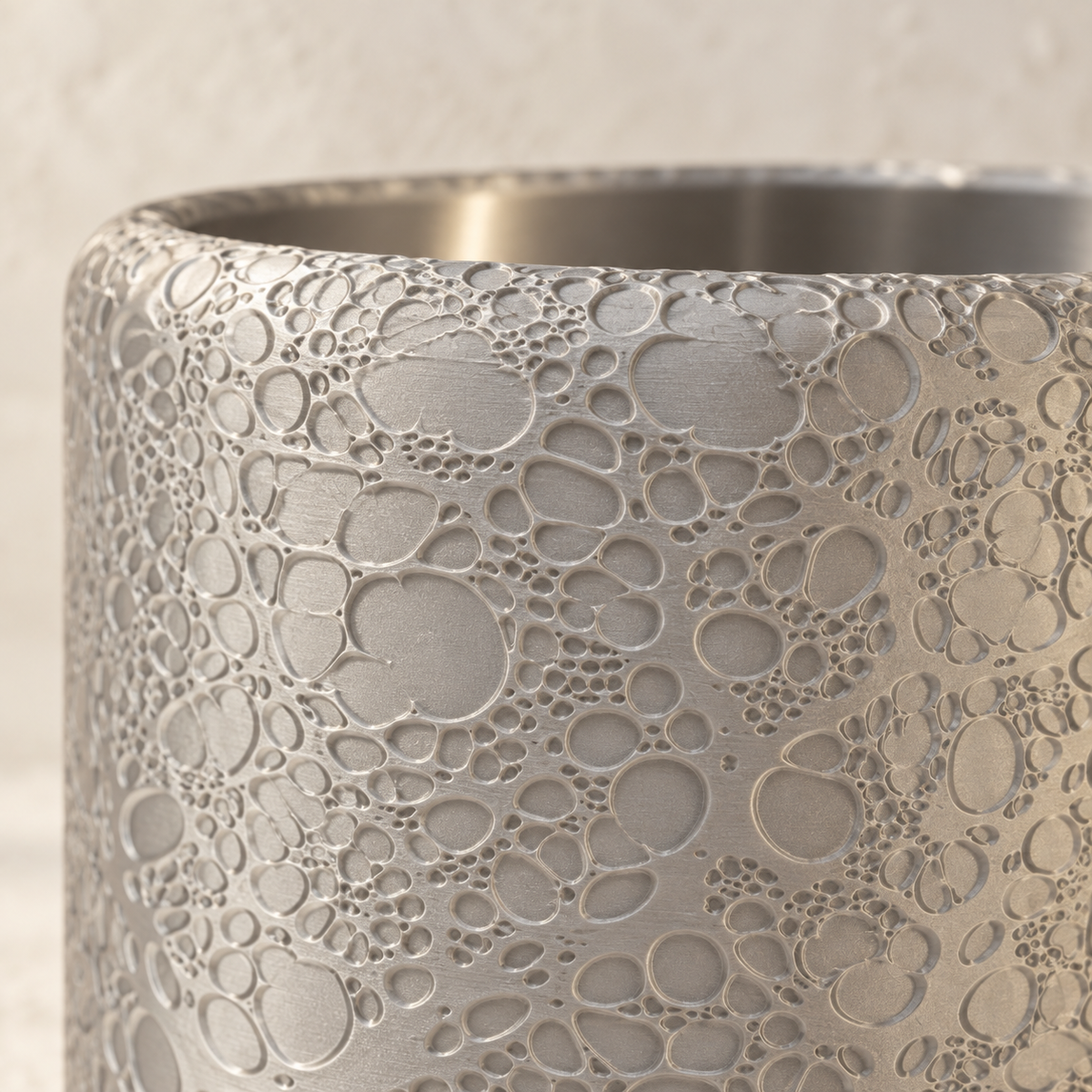 Aero 3D printed indoor planter highlighting organic bubble and crater-like texture