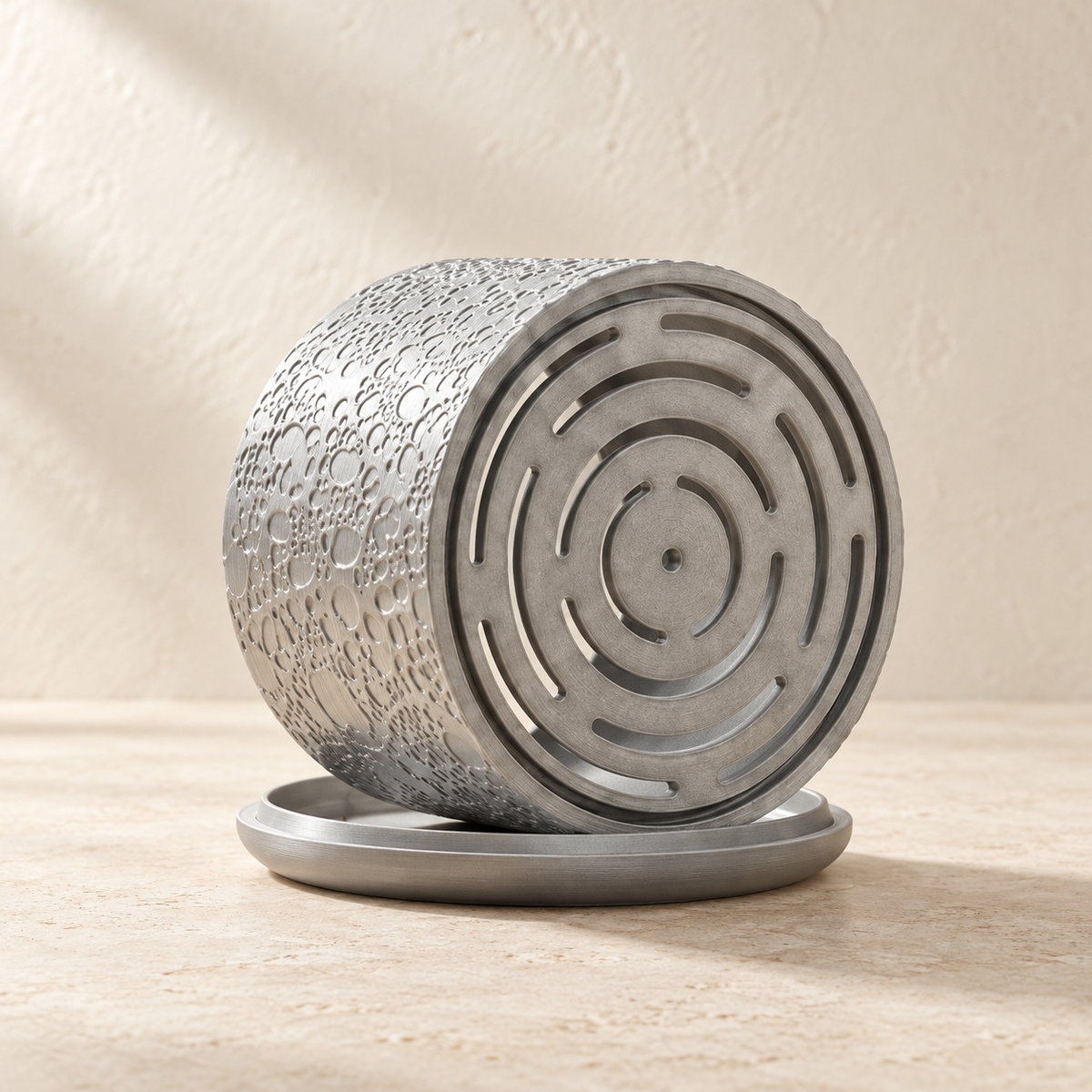 Aero indoor planter styled to show organic bubble and crater-like texture