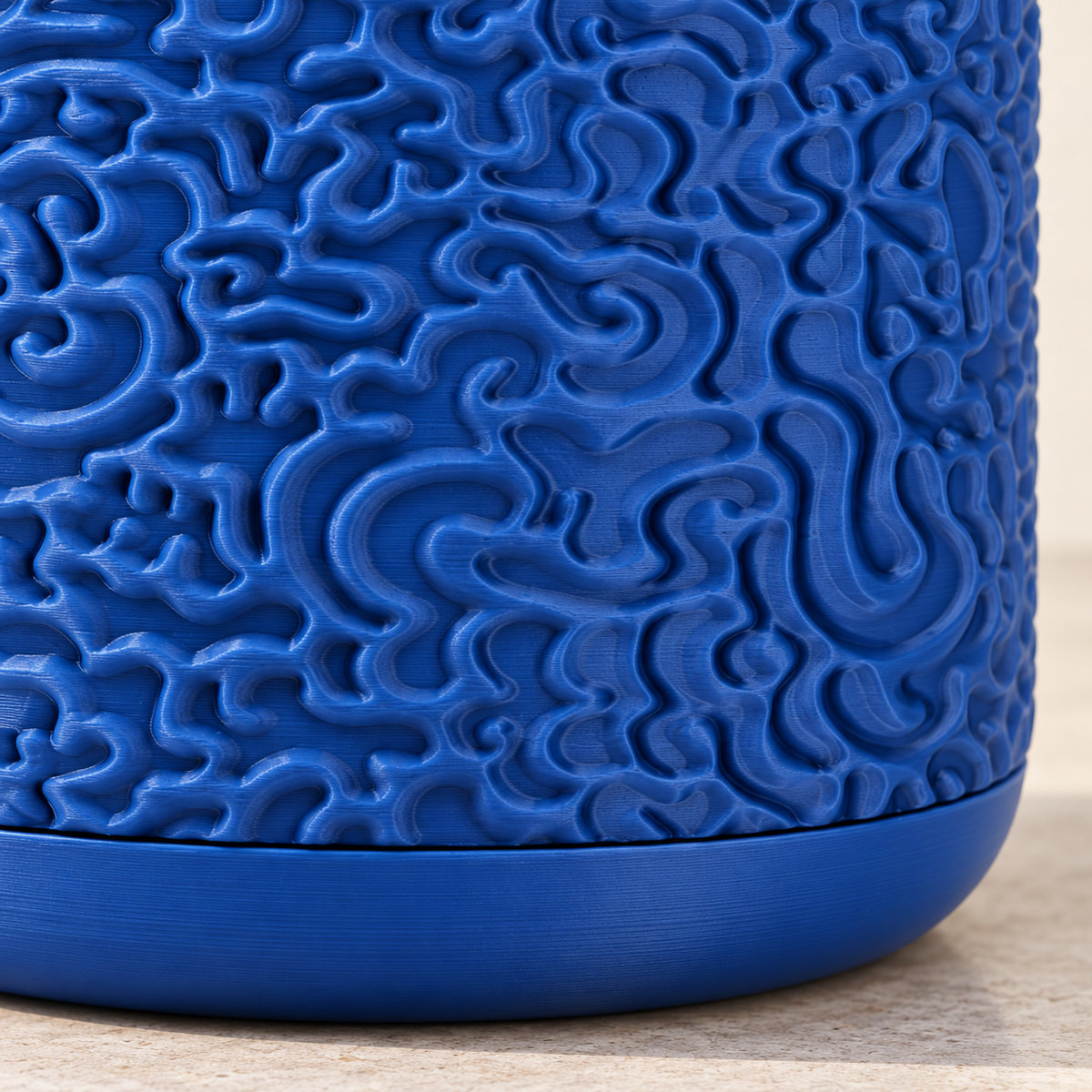 Drift 3D printed indoor planter highlighting flowing layered surface texture