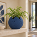 Folira decorative round planter featuring layered leaf relief with raised vein detail