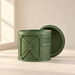 Side view of mechanical indoor planter with sculpted structural relief