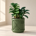 Industrial indoor planter with raised cross-brace panel and mechanical relief details