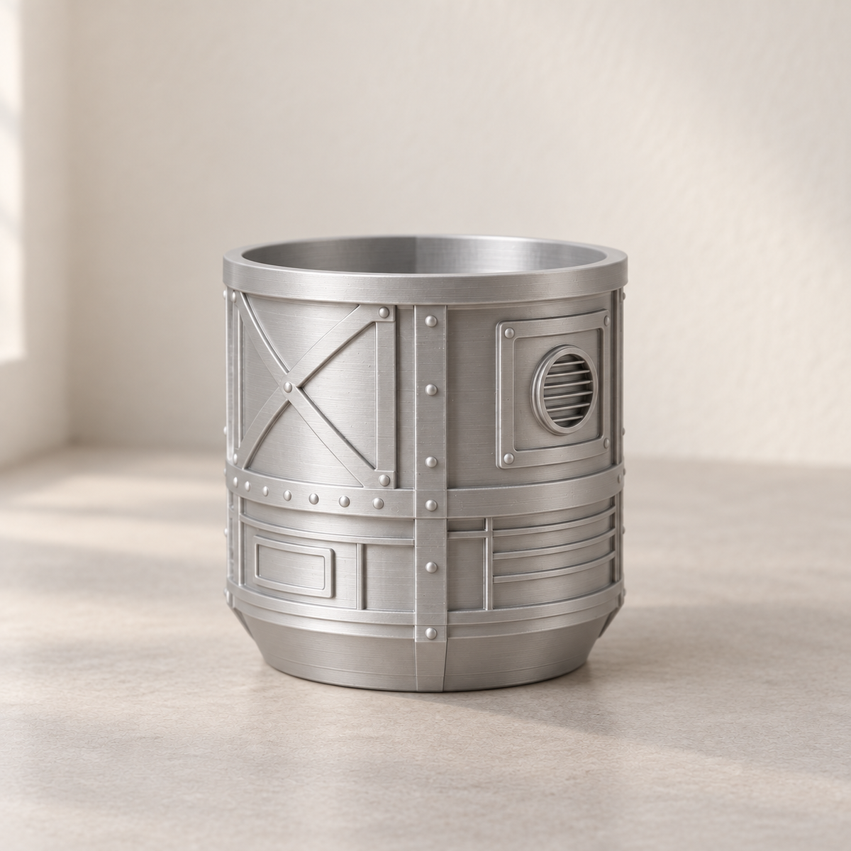 Mech Pod indoor planter showing mechanical pod panels and structural details across the design