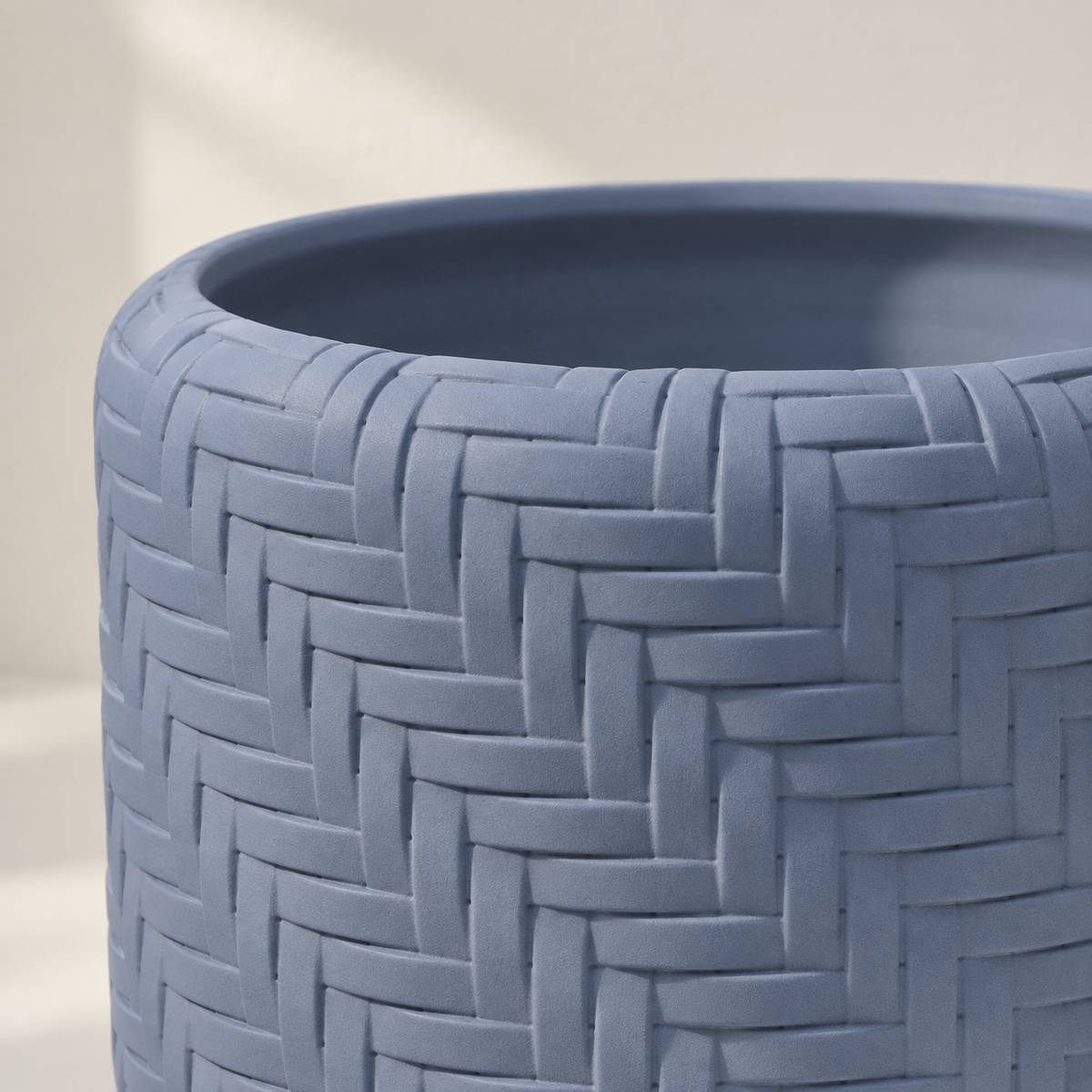 Ravena woven planter styled to show basket-like over-under texture