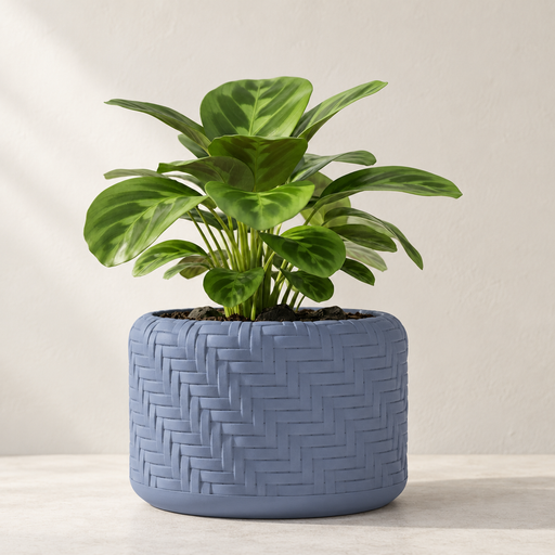 Ravena woven planter with basket-like over-under texture
