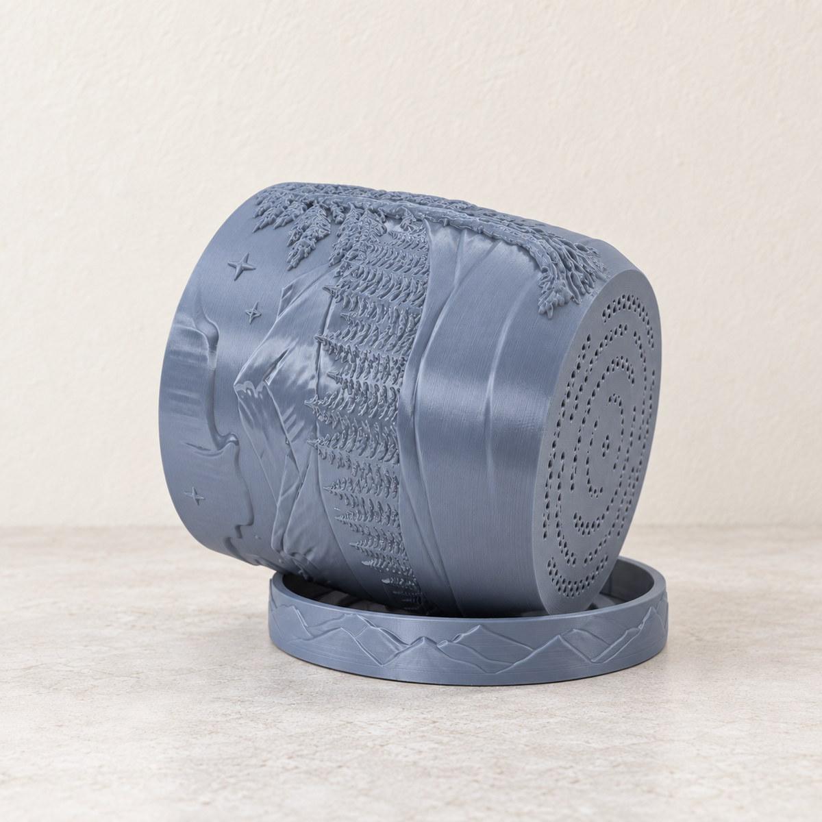Timberline indoor planter with detailed sculpted woodgrain-style surface
