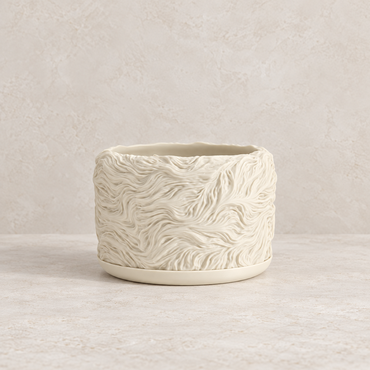 Verta indoor planter showing flowing organic ripple texture across the design