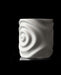 side horizontal shot of hollow 3d printed planter lying on black glass platform, open top revealing smooth inner surface, outer wall features a prominent circular ripple relief, resembling drop-induced water waves, dynamic yet balanced sculptural form, ideal for contemporary plant styling, sustainable 3d printed home decor accent, matte white texture reflects light softly