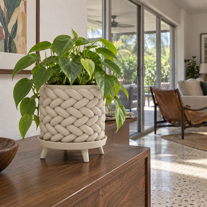 Woven Planter with Legs | Braido Sculptural Plant Pot