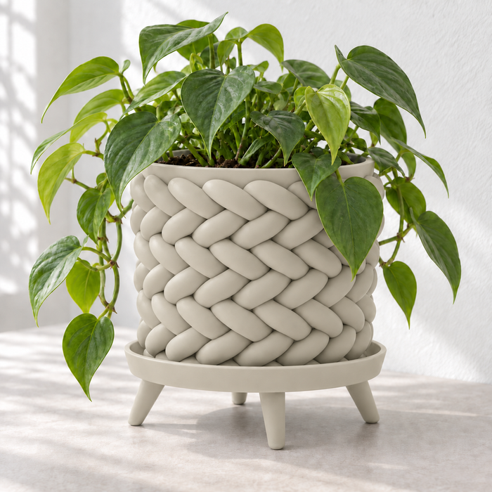 Woven Planter with Legs | Braido Sculptural Plant Pot
