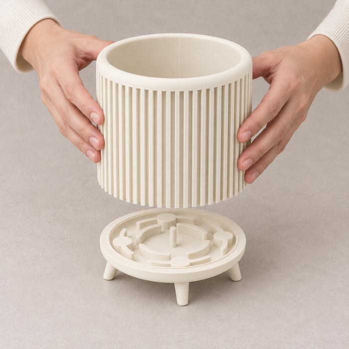 Ribbed Planter with Legs | Quadra Modern Plant Pot