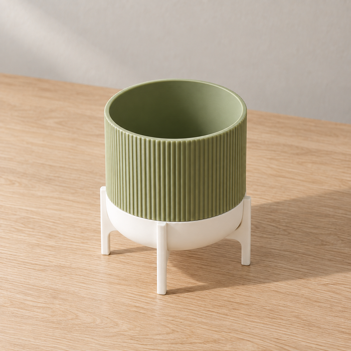 Ribbed Planter with Stand | Rialto Modern Plant Pot