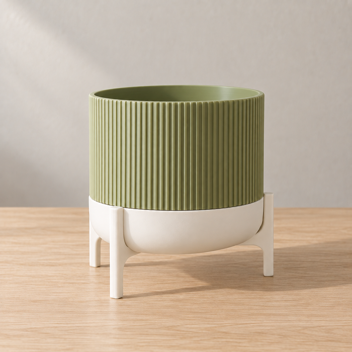 Ribbed Planter with Stand | Rialto Modern Plant Pot