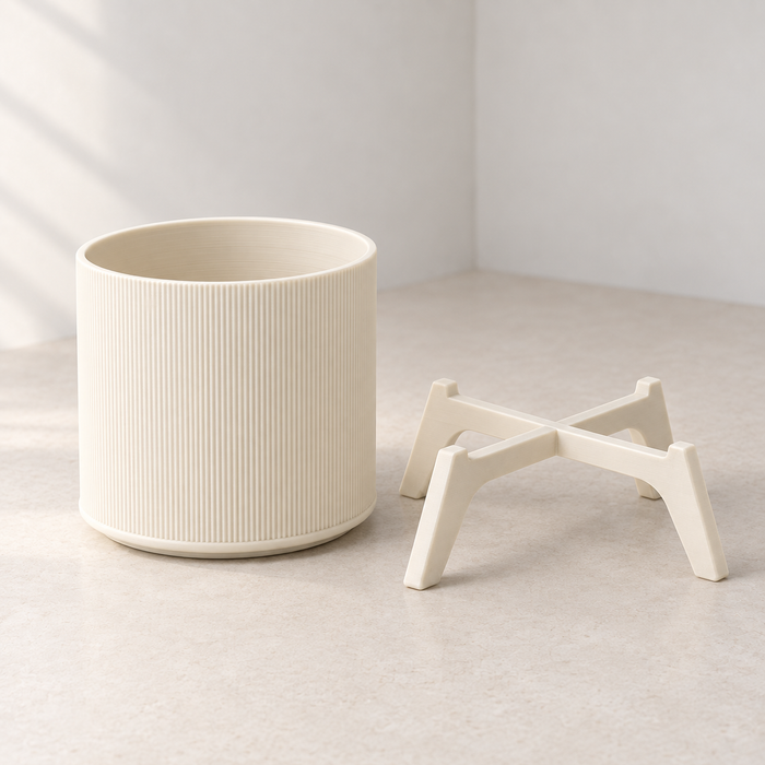 Ribbed Planter with Stand | Tori Modern Plant Pot