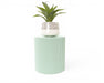 Tero plant stand in light green with white planter and indoor plant displayed on top