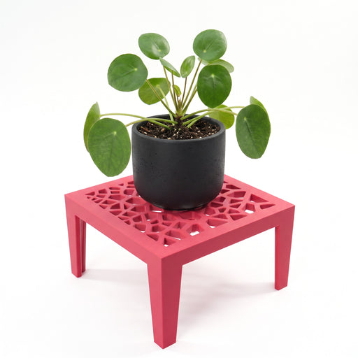 Plant stand “Grid Square” with potted plant on square pot riser