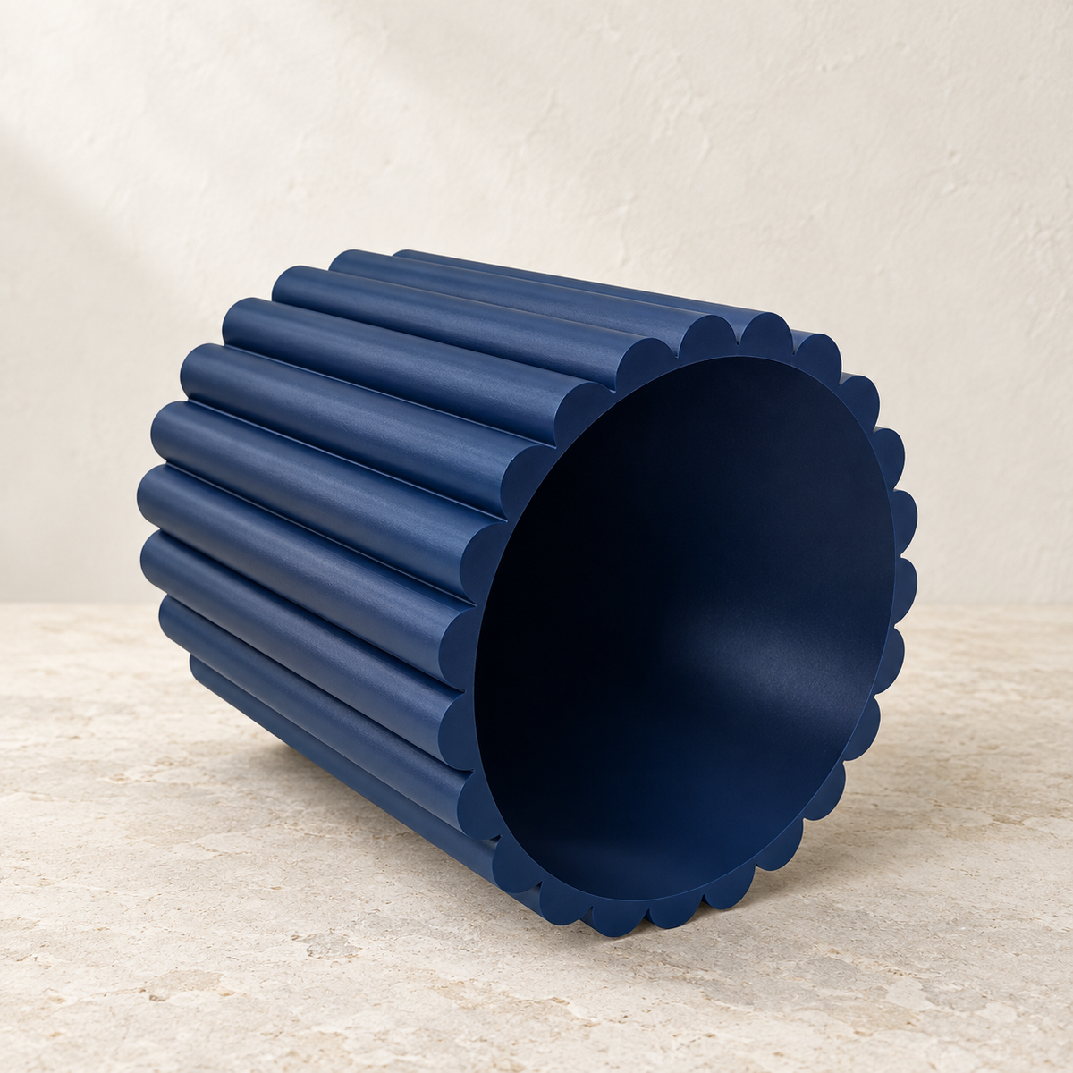 Pillar round plant stand with detailed continuous fluted pedestal lines
