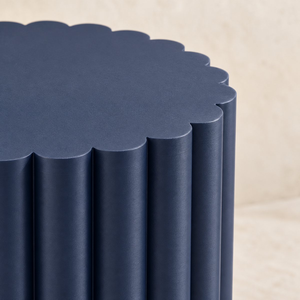 Pillar 3D printed round plant stand highlighting continuous fluted pedestal lines