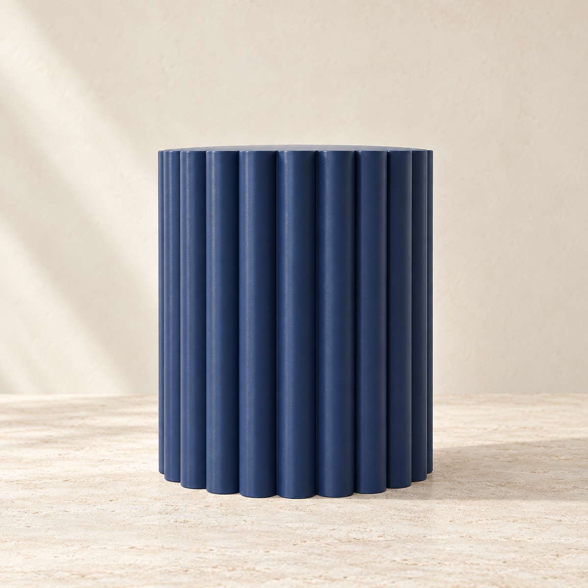 Pillar round plant stand showing continuous fluted pedestal lines across the design