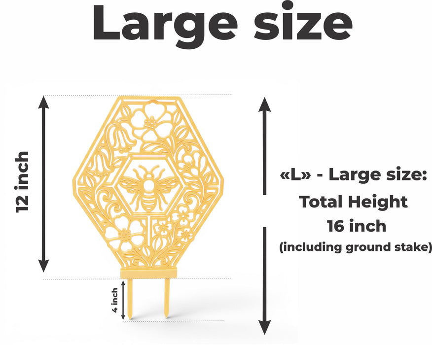 Large size plant trellis “Bela” showing 16 inch total height including ground stake