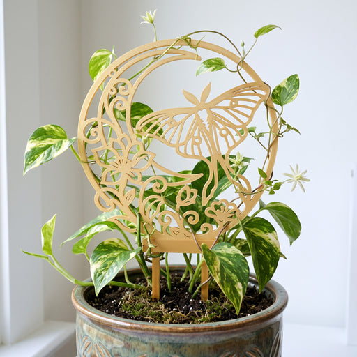 Plant trellis “Nyla” with butterfly and floral design supporting indoor climbing plants