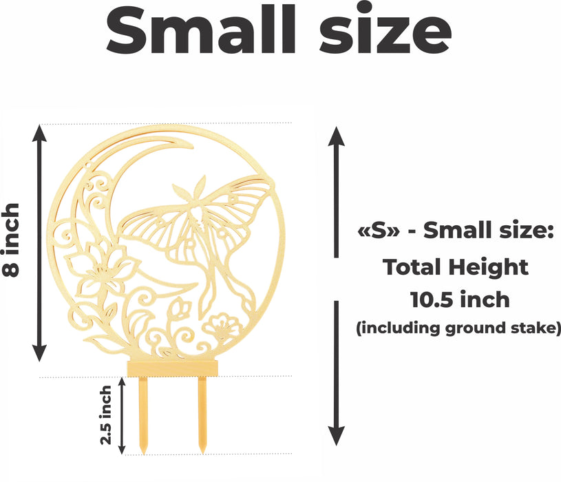 Small size plant trellis “Nyla” showing 10.5 inch total height including ground stake
