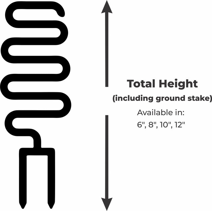 Senda plant trellis size guide showing 6, 8, 10, and 12 inch total height options