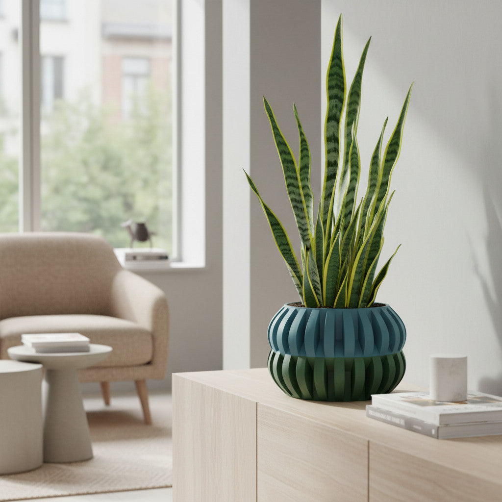 Povan ribbed indoor planter, product view 1