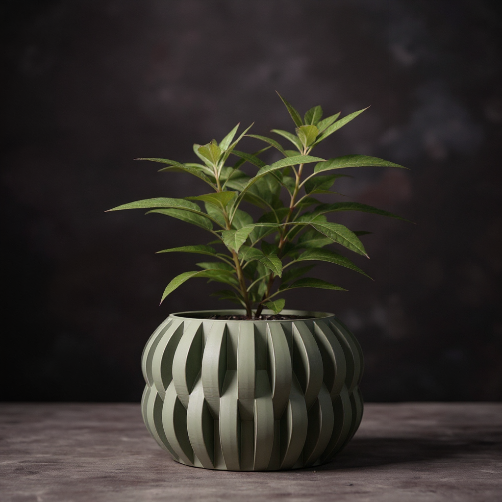 Povan ribbed indoor planter, product view 4
