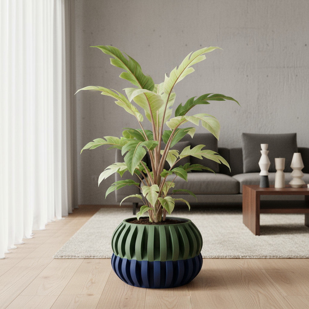 Povan ribbed indoor planter, product view 2