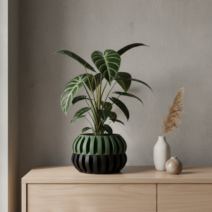 Modern 3D Printed Planter Pot "Povan" | Sculptural Large Plant Pot with Drainage Option | Multicolor or Single Tone