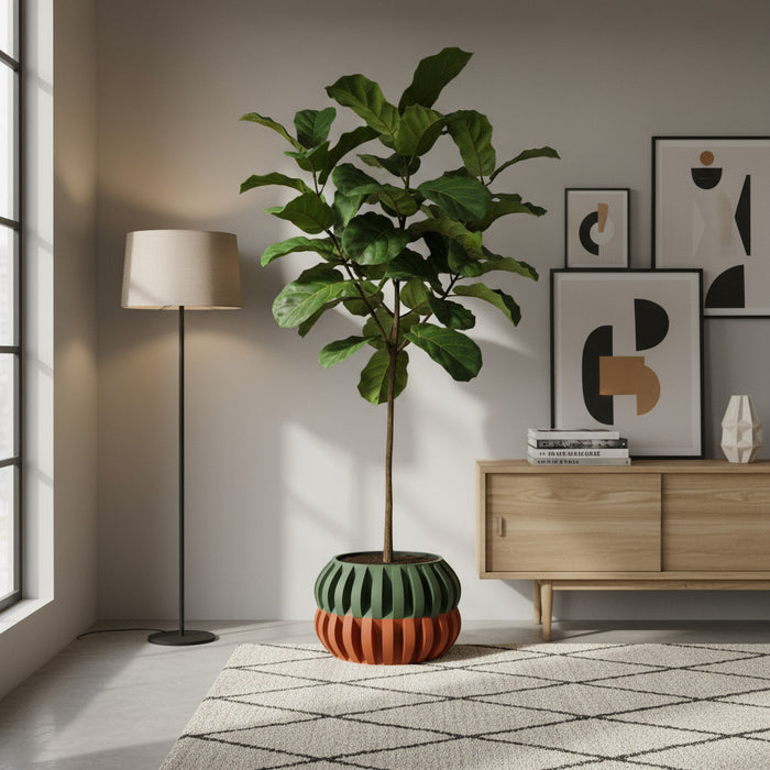 Modern 3D Printed Planter Pot "Povan" | Sculptural Large Plant Pot with Drainage Option | Multicolor or Single Tone