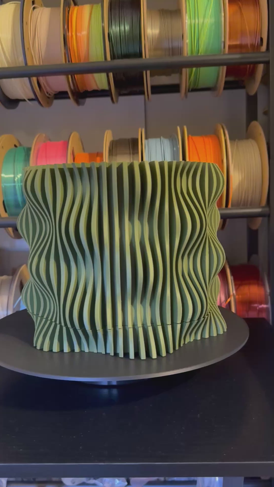 video green Muxel planter with a flowing wavy texture