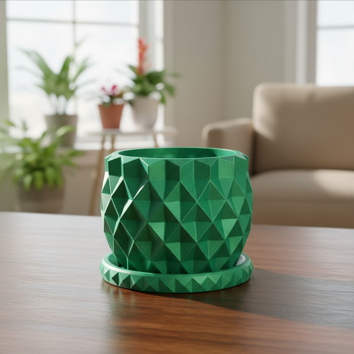 3D Printed Planter Pot "Prisma" with Drainage, Geometric Plant Pot, Modern Succulent Pot, Gift, Unique Home Decor