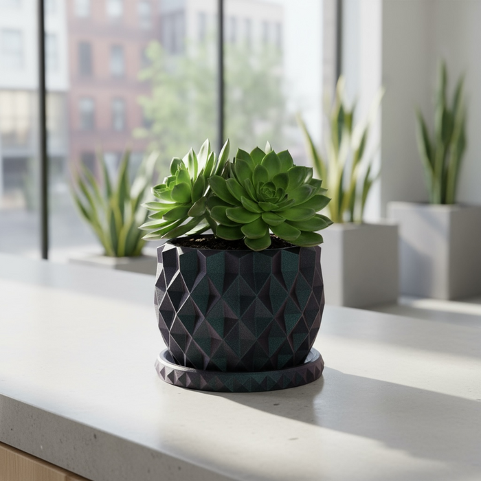 3D Printed Planter Pot "Prisma" with Drainage, Geometric Plant Pot, Modern Succulent Pot, Gift, Unique Home Decor