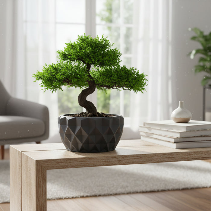 Bonsai Planter Pot "Prizma", Low Profile Bowl, Faceted Geometric Design