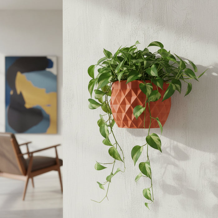 Wall Planter Pot "Prizma"— 3D Printed PLA, Drainage Options