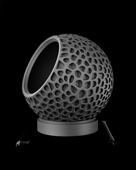 Pulp planter angled view showing inner vessel and openwork shell