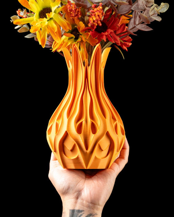 Pyra sculptural flower vase with flame-like petal ribs