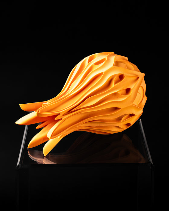 Side view of Pyra flower vase with pointed sculptural ribs