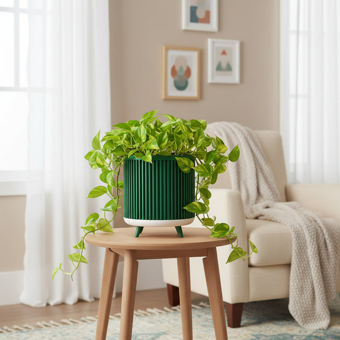 Planter pot “Quadra”– Ribbed 3D-Printed Planter with Legs