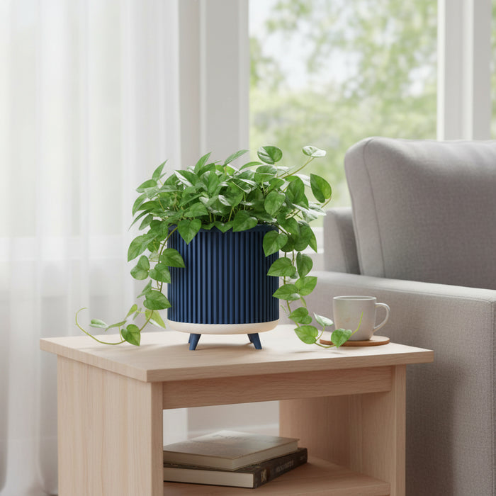 Planter pot “Quadra”– Ribbed 3D-Printed Planter with Legs
