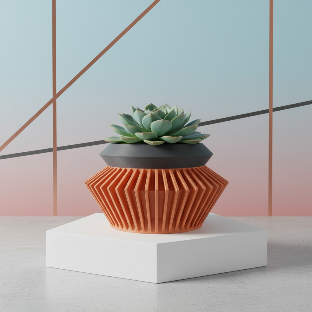 Quano ribbed indoor planter, product view 3