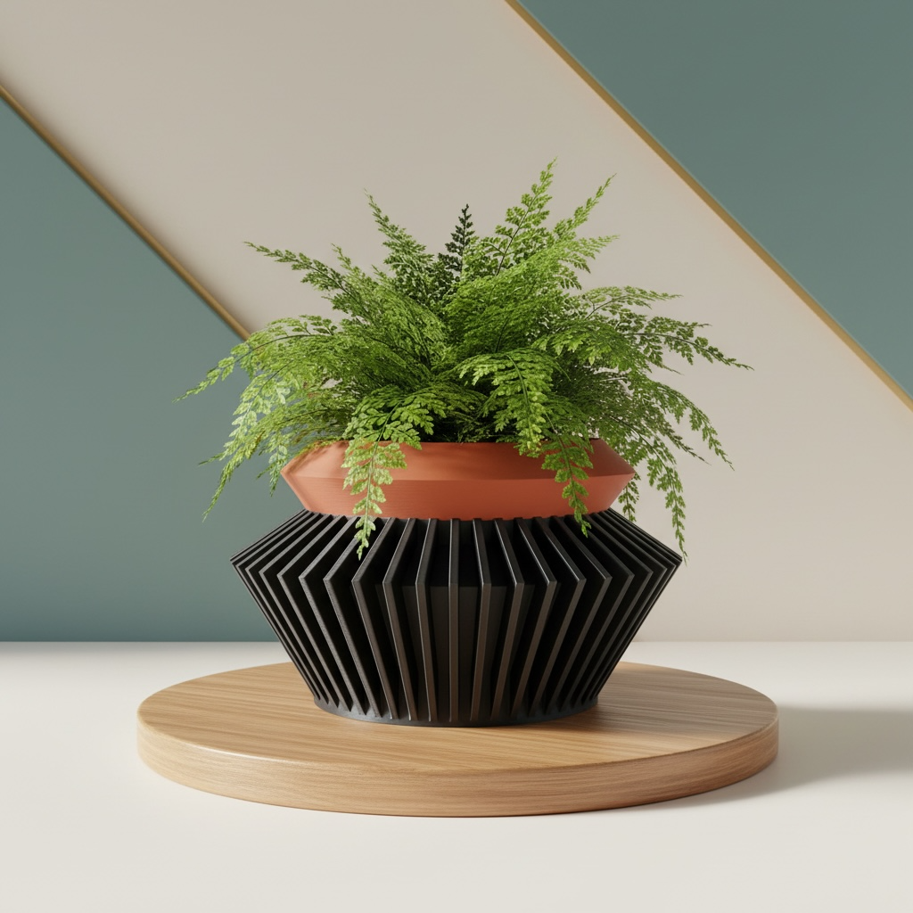 Quano ribbed indoor planter, product view 1