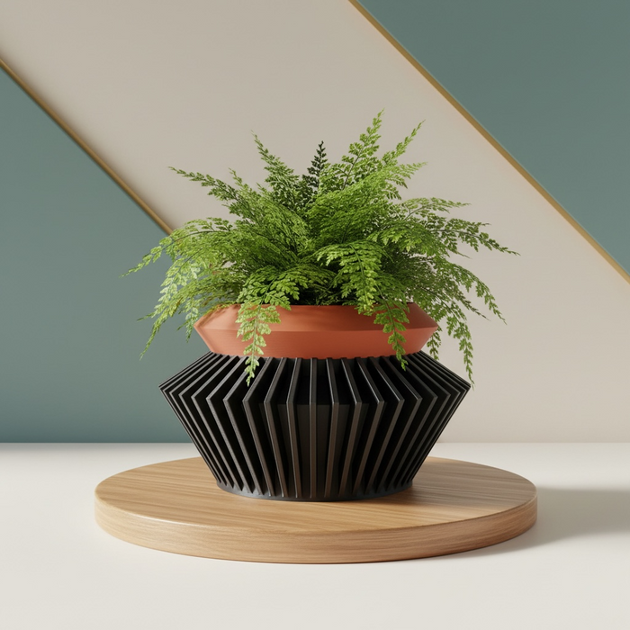 3D Printed Planter Pot "Quano": Modern Geometric Home Decor with Drainage