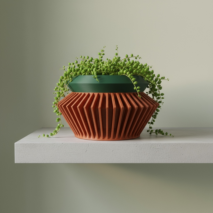 3D Printed Planter Pot "Quano": Modern Geometric Home Decor with Drainage