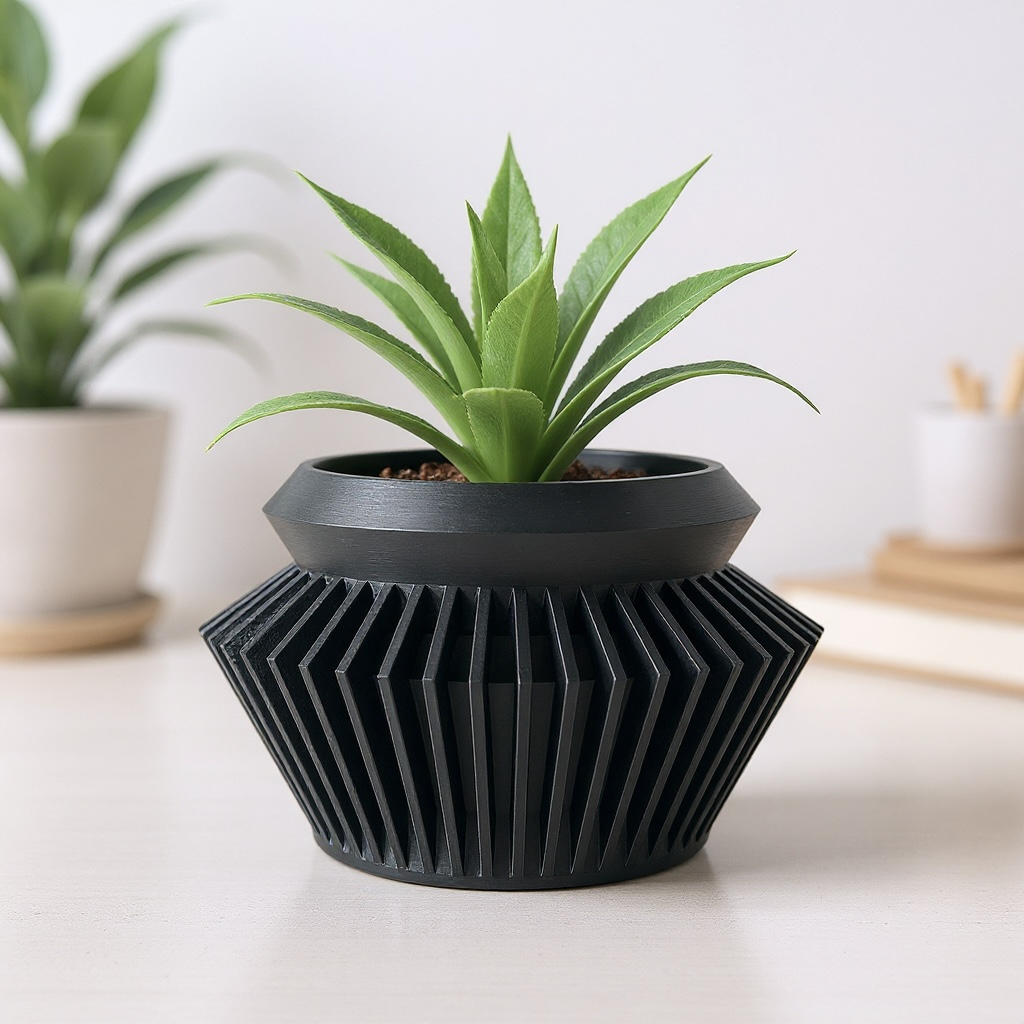 Quano ribbed indoor planter, product view 11