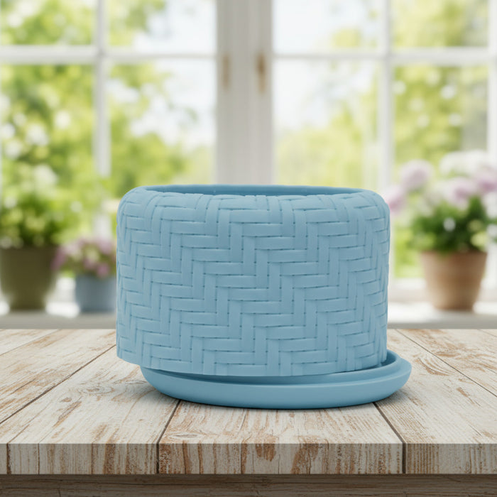 3D Printed Woven Pot "Ravena"– Textured Pot with Drainage, Eco Planter, Decorative Indoor · by Viviero3D