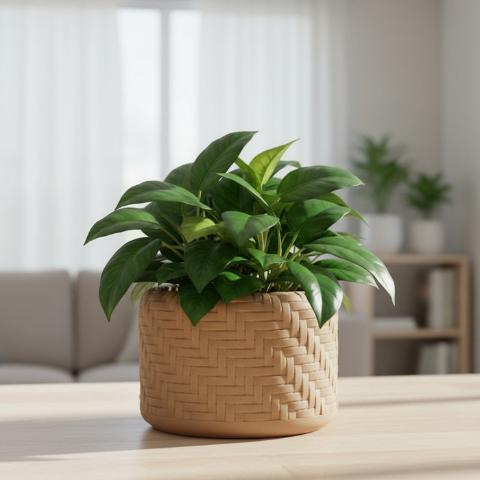 3D Printed Woven Pot "Ravena"– Textured Pot with Drainage, Eco Planter, Decorative Indoor · by Viviero3D