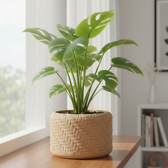 3D Printed Woven Pot "Ravena"– Textured Pot with Drainage, Eco Planter, Decorative Indoor · by Viviero3D